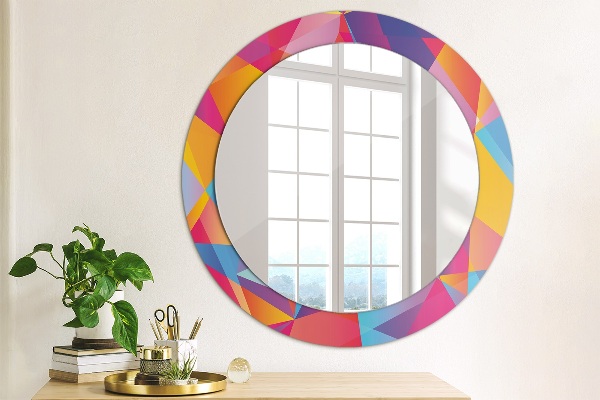 Round mirror frame with print Geometric composition