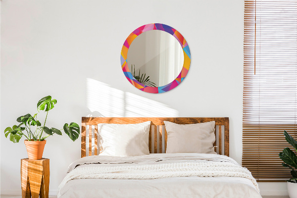 Round mirror frame with print Geometric composition