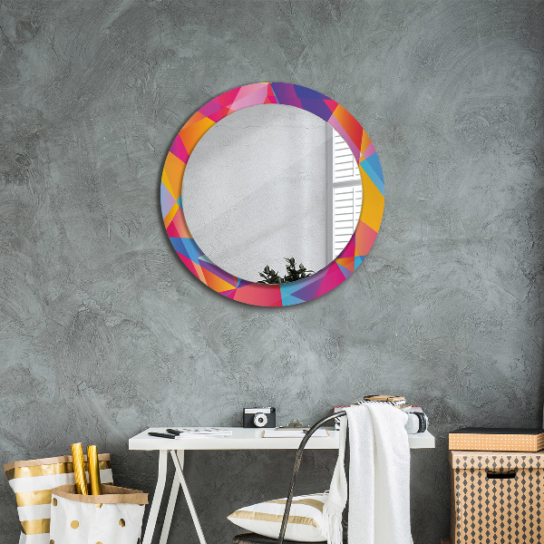 Round mirror frame with print Geometric composition