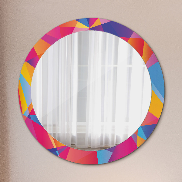 Round mirror frame with print Geometric composition