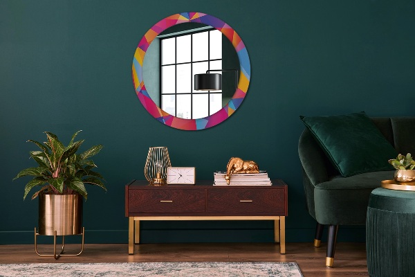 Round mirror frame with print Geometric composition