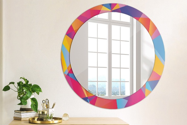 Round mirror frame with print Geometric composition