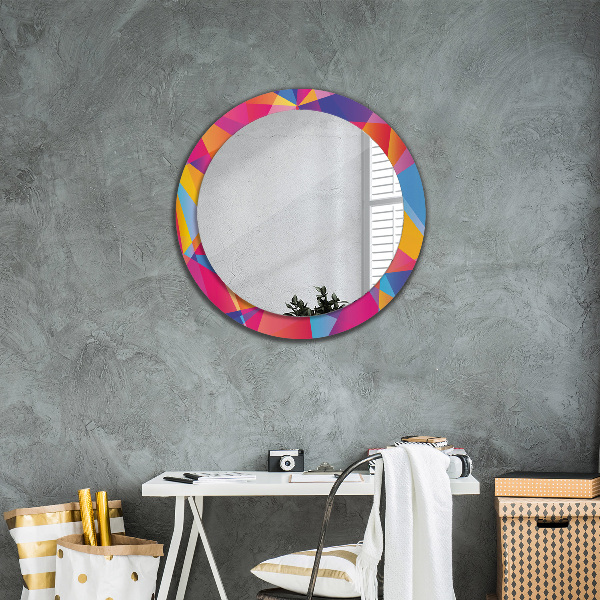 Round mirror frame with print Geometric composition