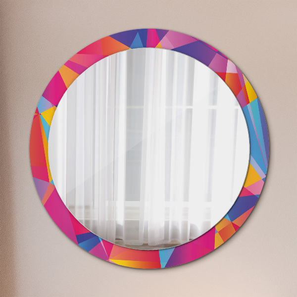 Round mirror frame with print Geometric composition