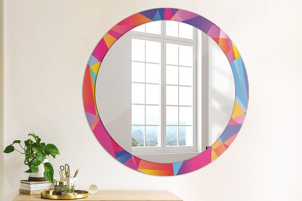 Round mirror frame with print Geometric composition