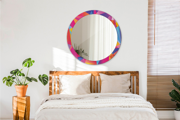 Round mirror frame with print Geometric composition