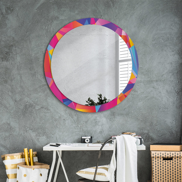 Round mirror frame with print Geometric composition