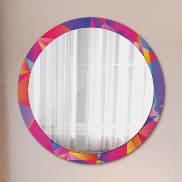 Round mirror frame with print Geometric composition