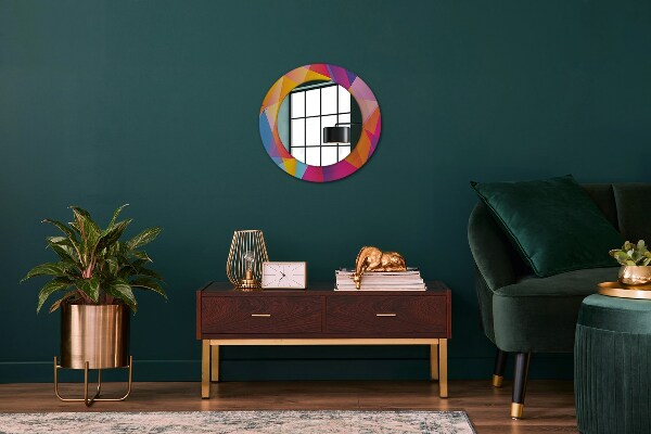 Round mirror frame with print Geometric composition