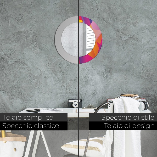 Round mirror frame with print Geometric composition