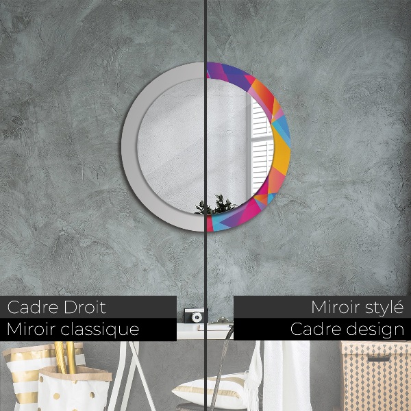 Round mirror frame with print Geometric composition