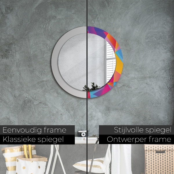 Round mirror frame with print Geometric composition
