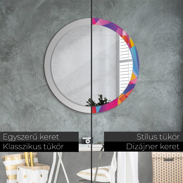 Round mirror frame with print Geometric composition