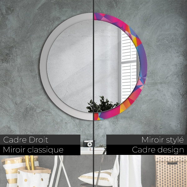 Round mirror frame with print Geometric composition