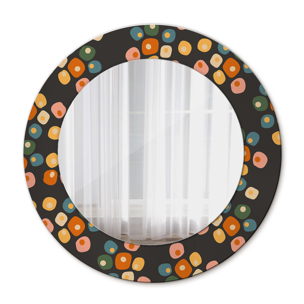 Round printed mirror Flower dots
