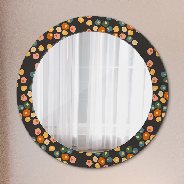 Round printed mirror Flower dots