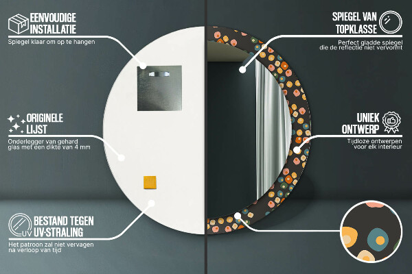 Round printed mirror Flower dots