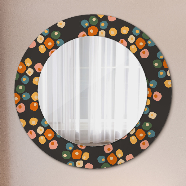 Round printed mirror Flower dots