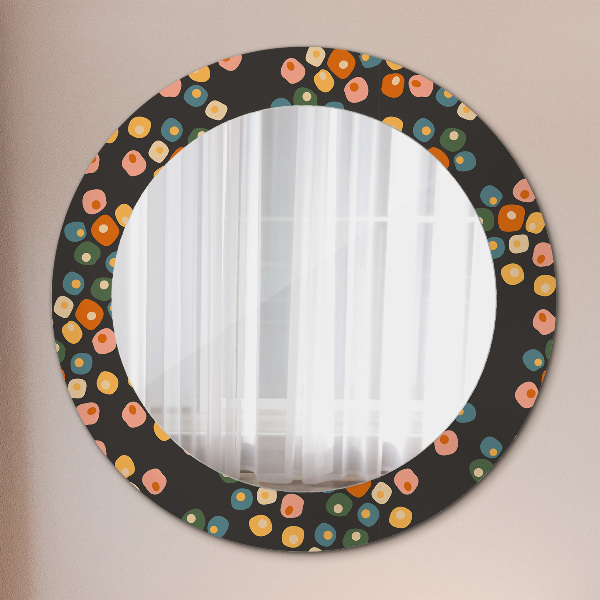 Round printed mirror Flower dots