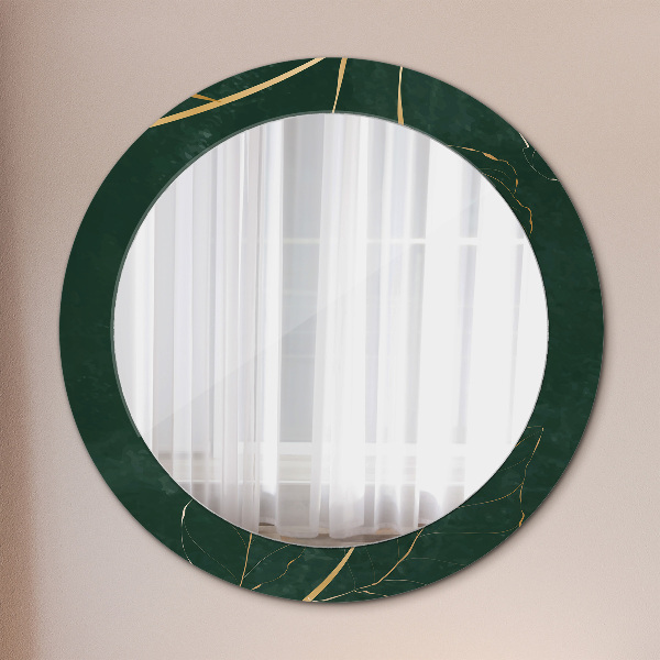 Round printed mirror Delicate golden leaves