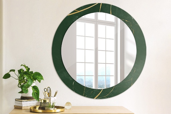 Round printed mirror Delicate golden leaves