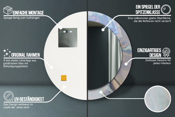 Round wall mirror decor Holographic texture