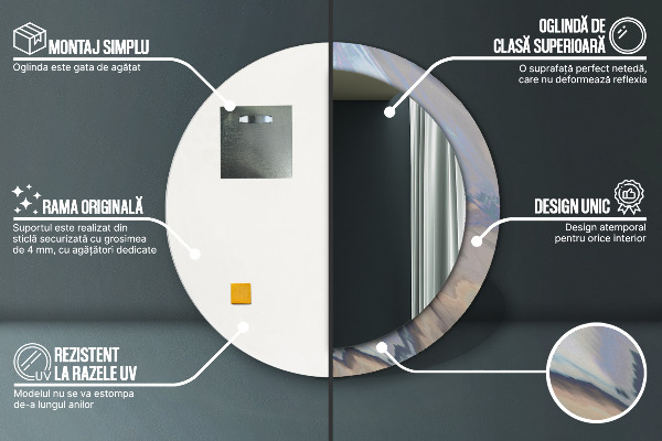 Round wall mirror decor Holographic texture