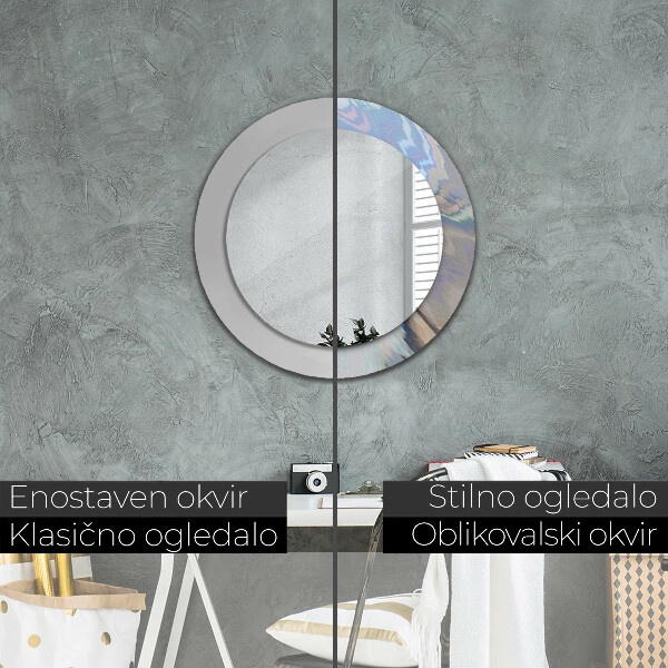 Round wall mirror decor Holographic texture