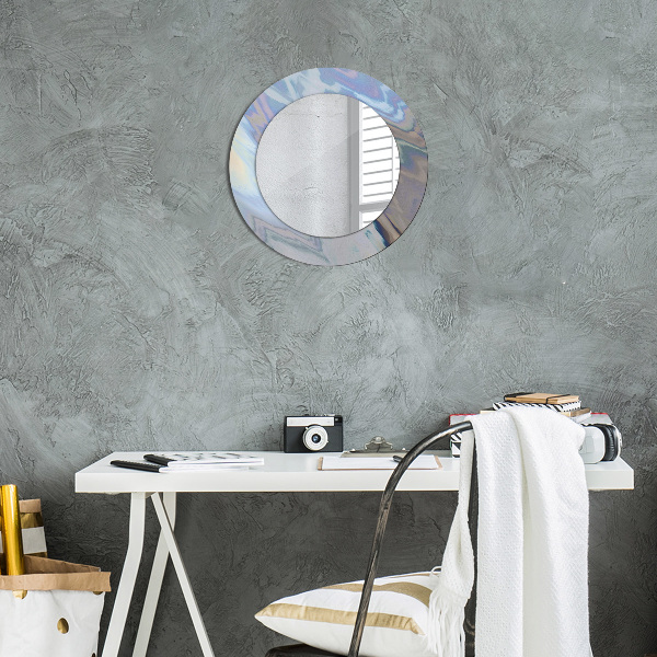 Round wall mirror decor Holographic texture