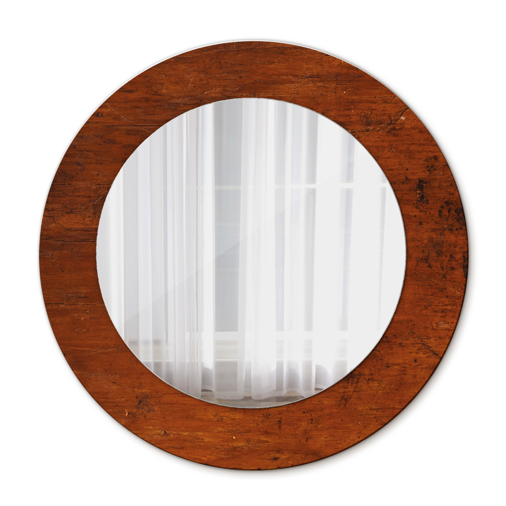 Round wall mirror decor Natural wood