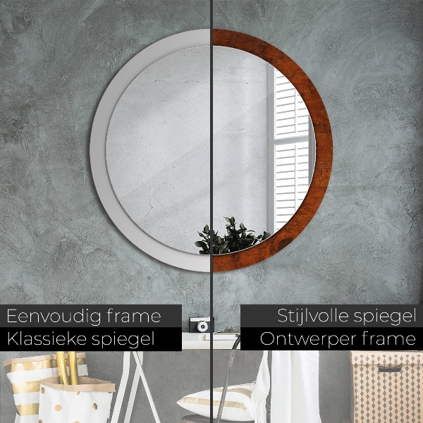 Round wall mirror decor Natural wood