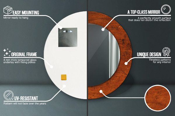 Round wall mirror decor Natural wood