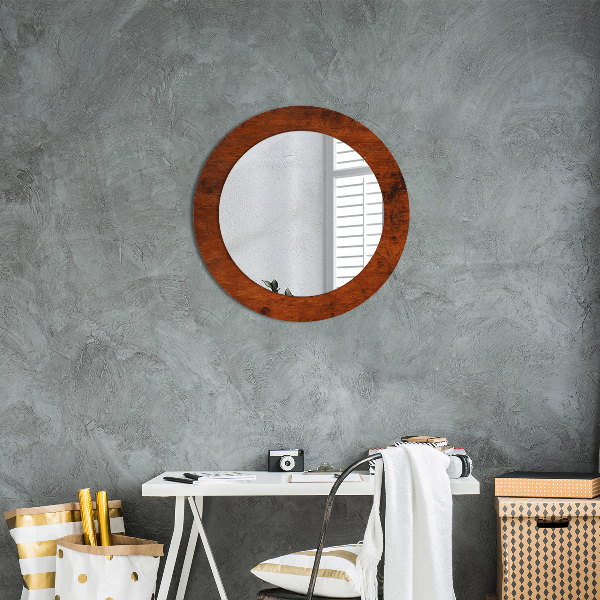 Round wall mirror decor Natural wood