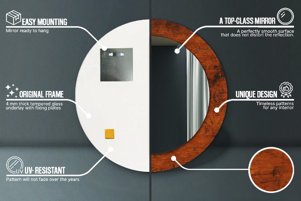 Round wall mirror decor Natural wood