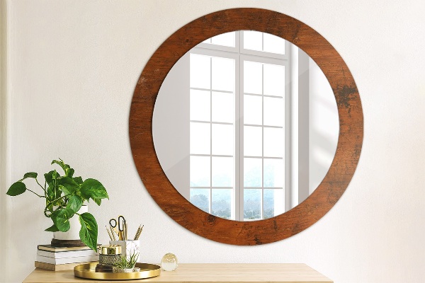 Round wall mirror decor Natural wood