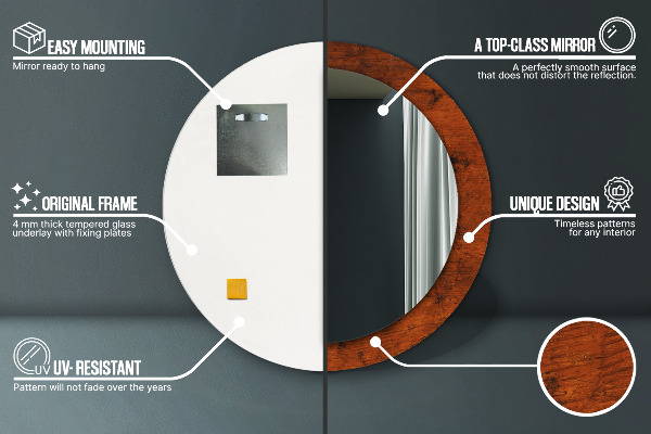 Round wall mirror decor Natural wood