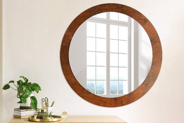 Round wall mirror decor Natural wood