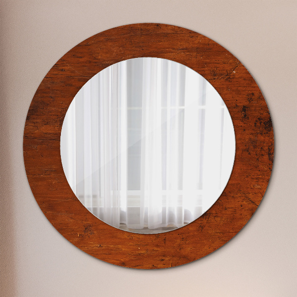 Round wall mirror decor Natural wood
