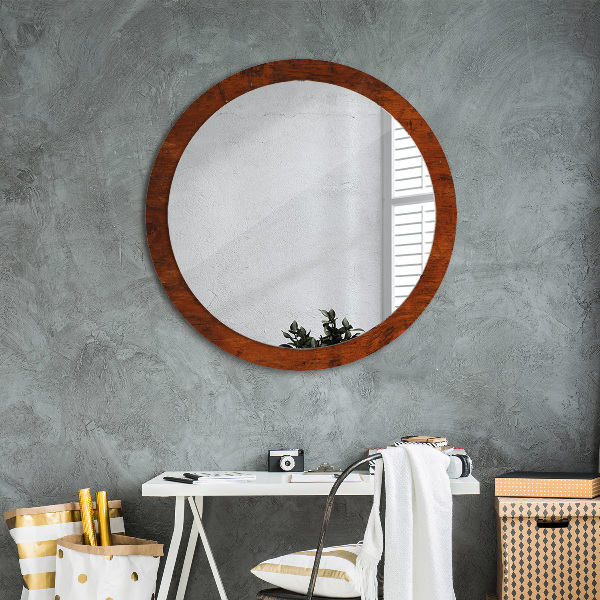 Round wall mirror decor Natural wood