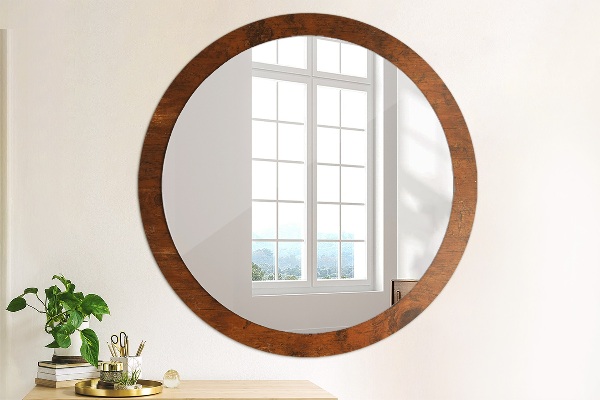 Round wall mirror decor Natural wood