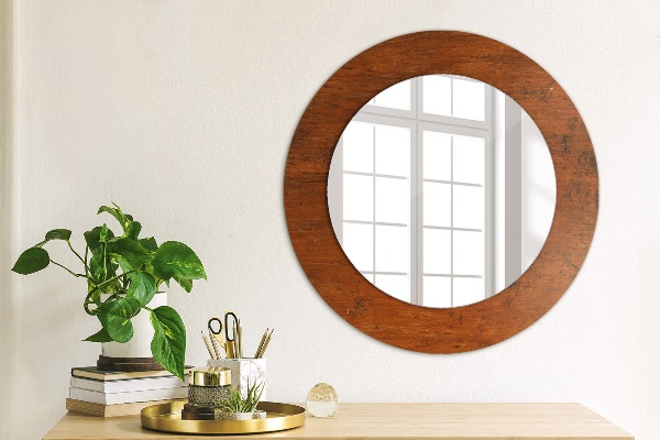 Round wall mirror decor Natural wood