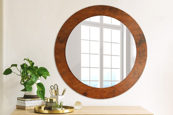 Round wall mirror decor Natural wood