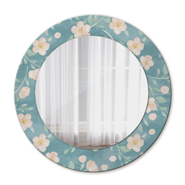 Round wall mirror decor Floral pattern