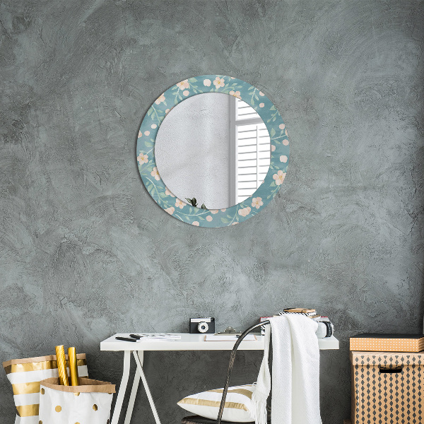 Round wall mirror decor Floral pattern