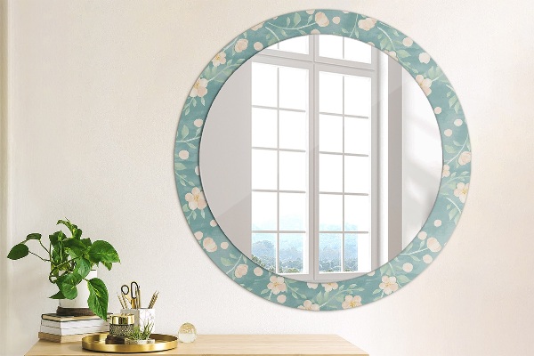 Round wall mirror decor Floral pattern