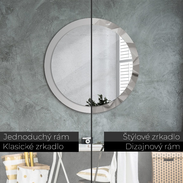 Round wall mirror decor Abstract white crystal
