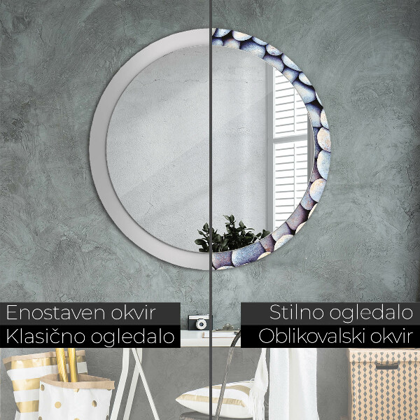 Round mirror frame with print Sea stones wheel