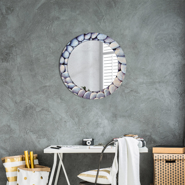 Round mirror frame with print Sea stones wheel