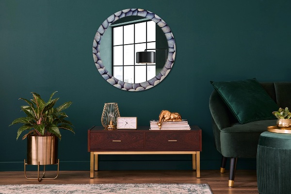 Round mirror frame with print Sea stones wheel