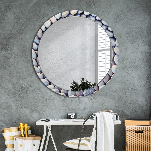 Round mirror frame with print Sea stones wheel